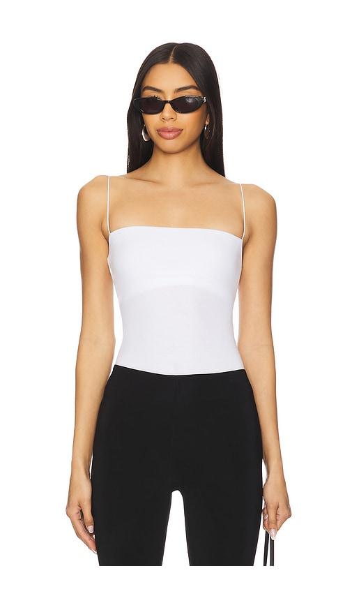 enza costa essential strappy tank in white.