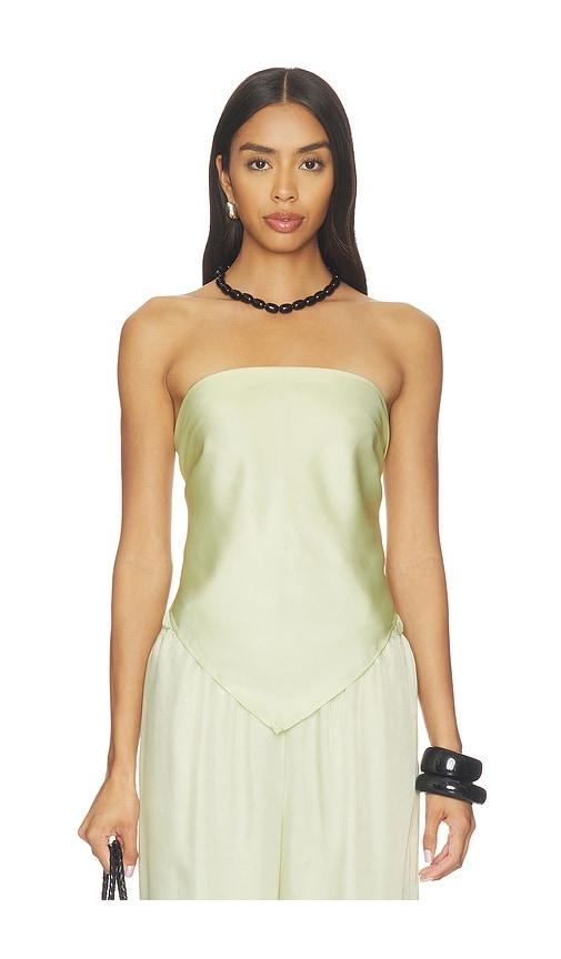 enza costa fluid twill scarf top in sage.