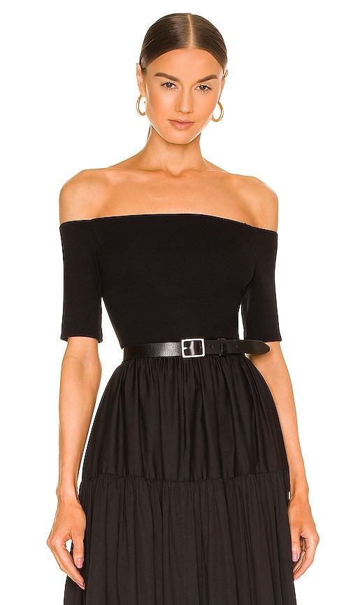 enza costa half sleeve off-shoulder top in black.