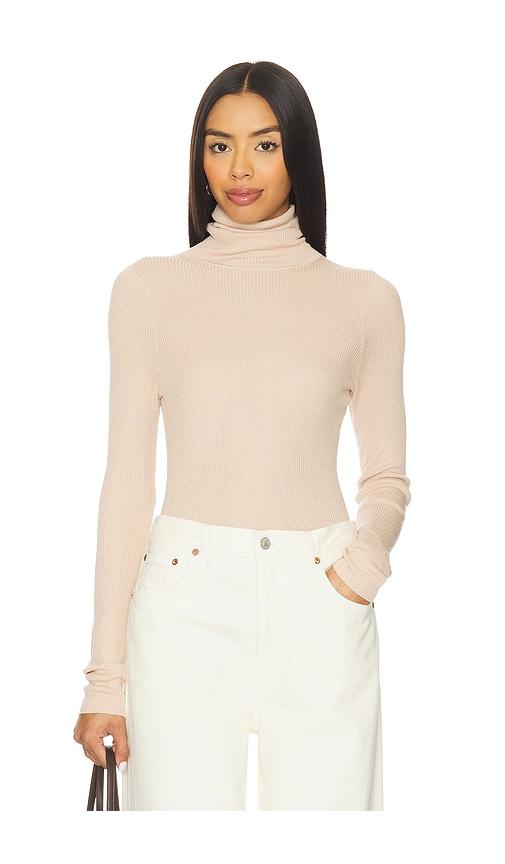 enza costa layering turtleneck sweater in beige.