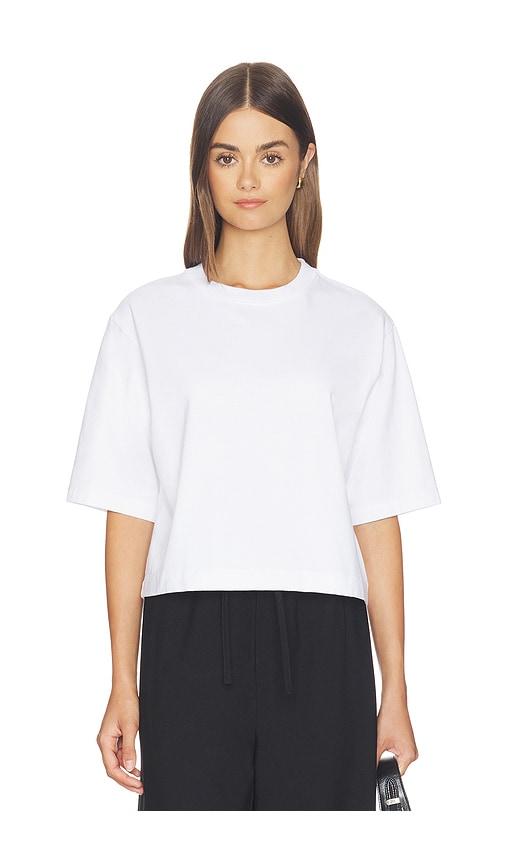 enza costa short sleeve supima structured tee in white.