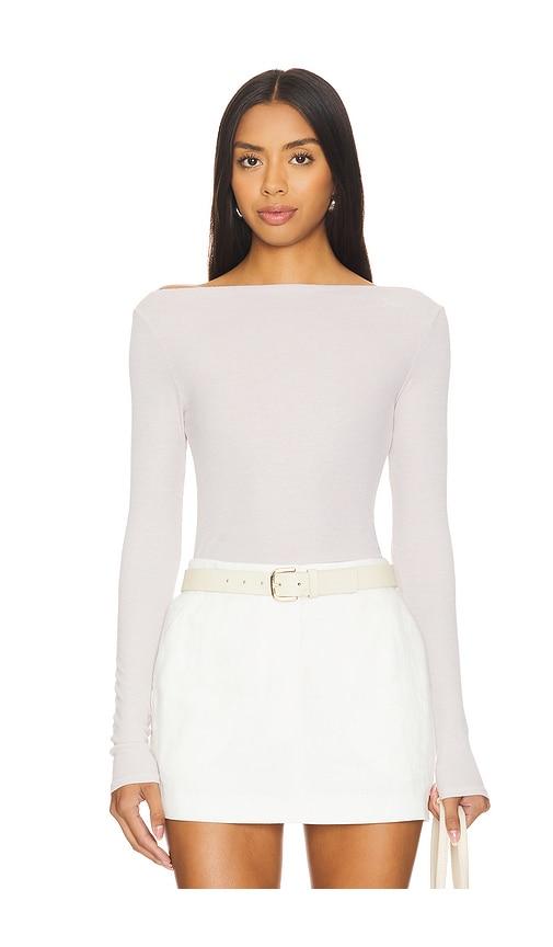 enza costa silk knit boat neck in beige.