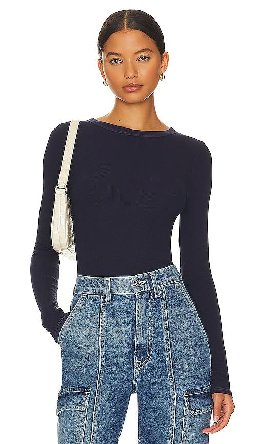 enza costa silk knit long sleeve crew in black.