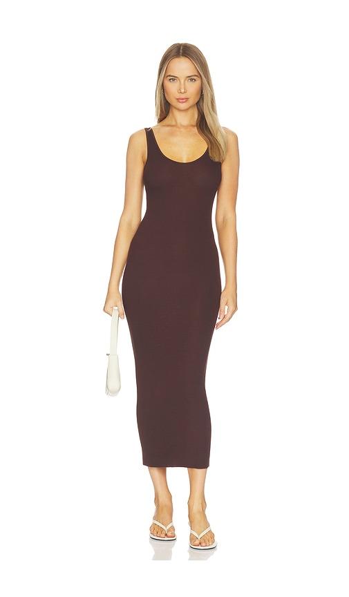 enza costa silk knit tank maxi dress in chocolate.