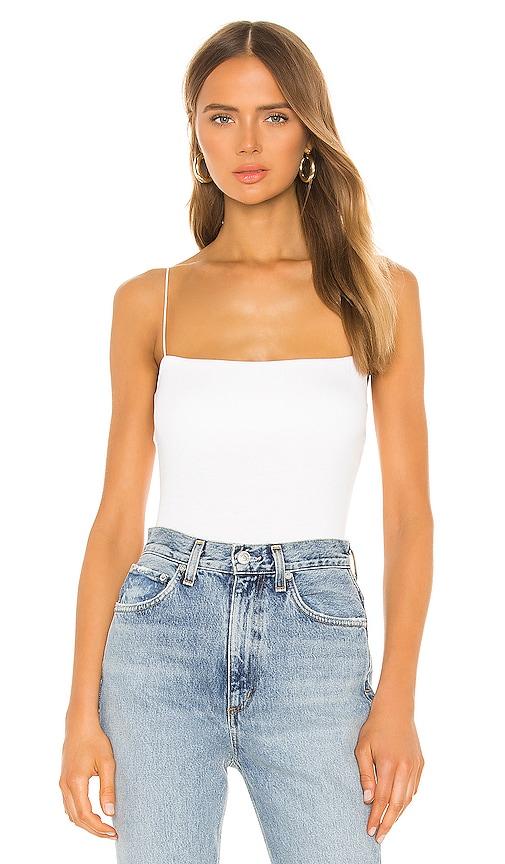 enza costa silk rib essential tank in white.