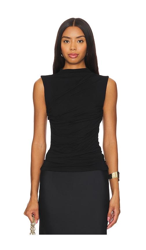 enza costa sleeveless twist top in black.