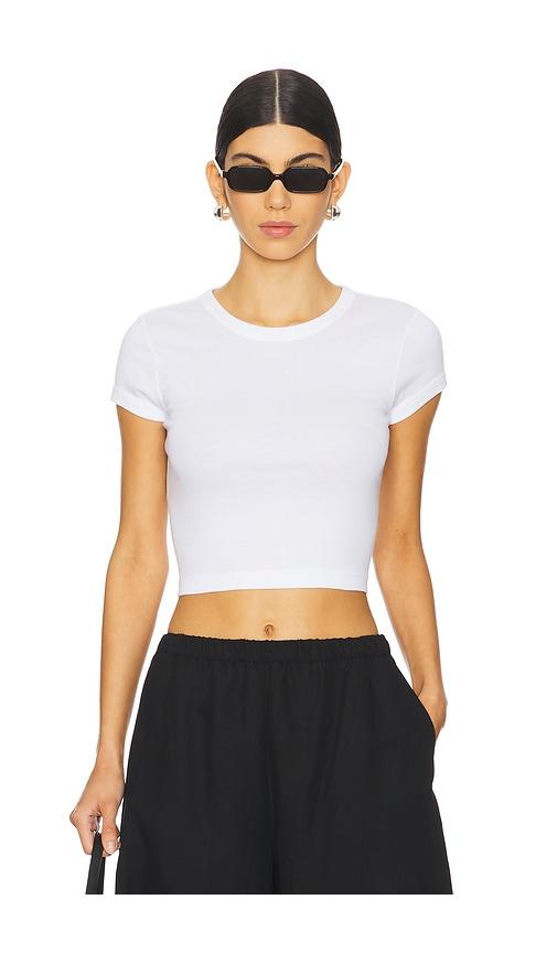 enza costa supima baby cropped tee in white.