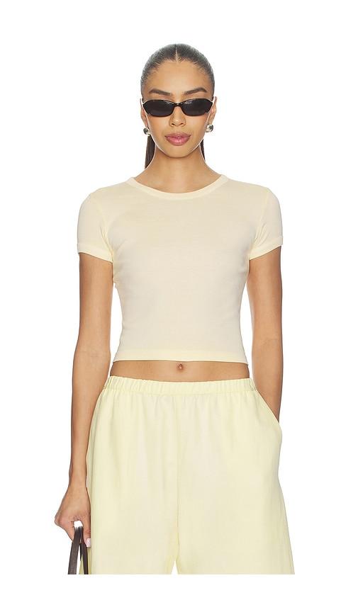 enza costa supima baby rib cropped tee in yellow.