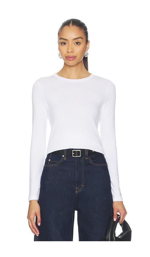 enza costa supima long sleeve tee in white.