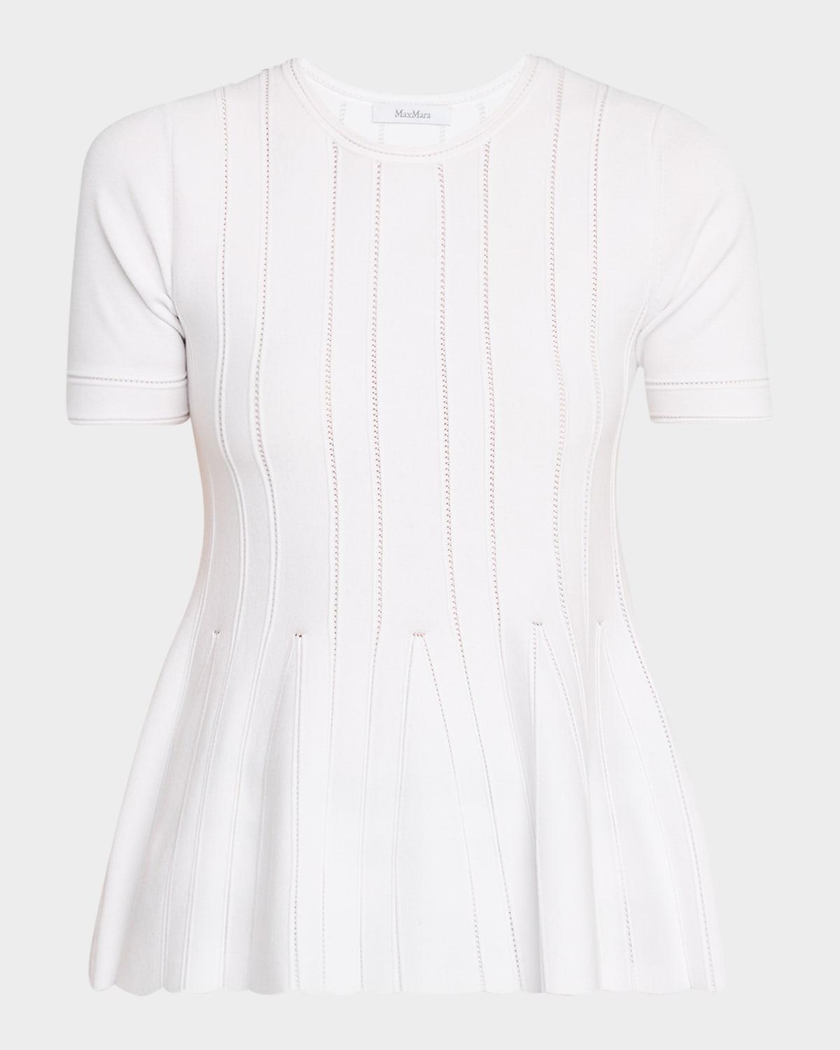 epoche pointelle knit peplum top