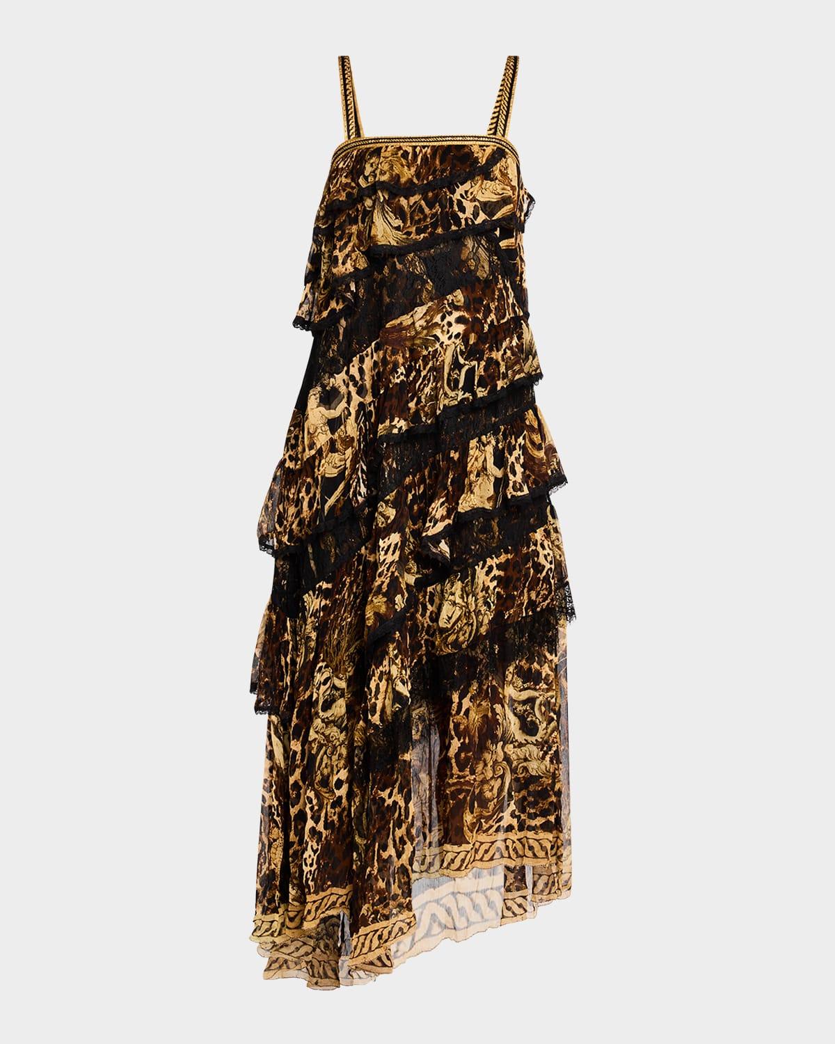 era of empires asymmetric spliced lace dress