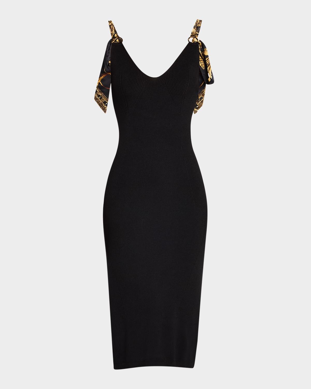 era of empires knit maxi dress with silky ties