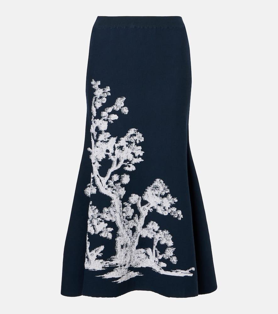 erdem asymmetric printed midi skirt