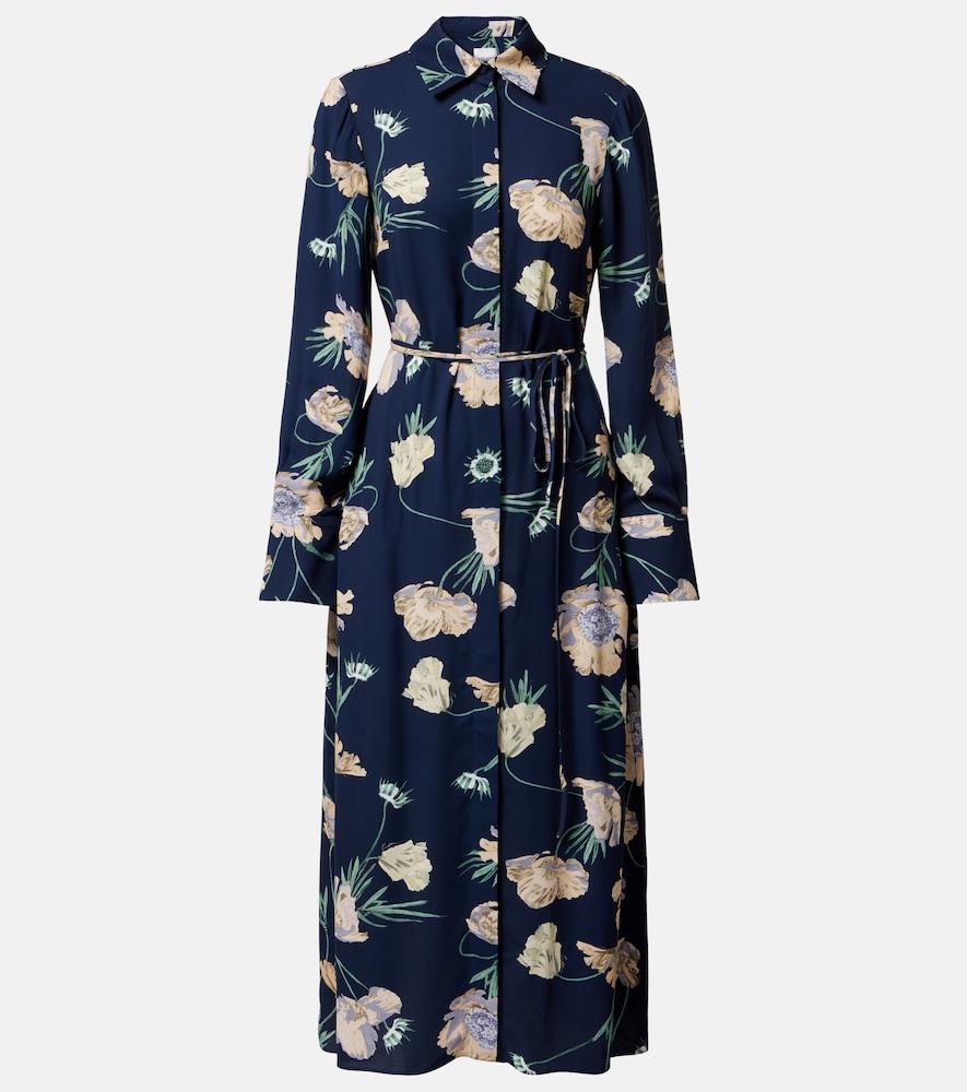 erdem belted floral shirt dress