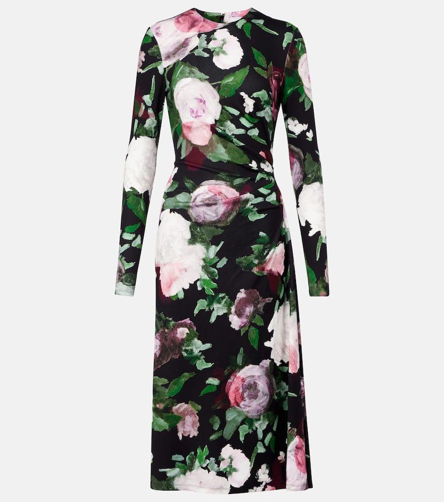 erdem draped floral midi dress