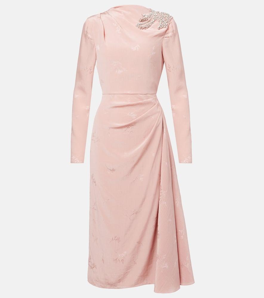 erdem draped silk and cotton midi dress