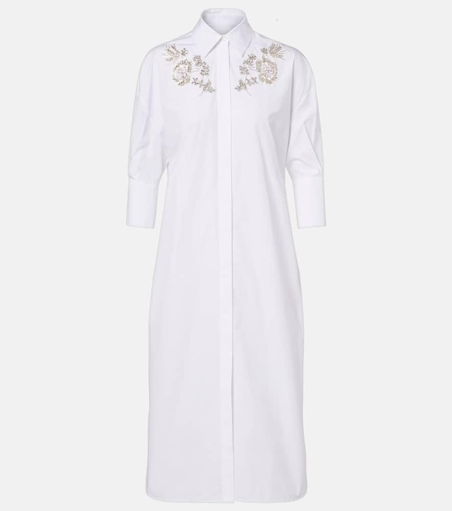 erdem embroidered cotton poplin shirt dress