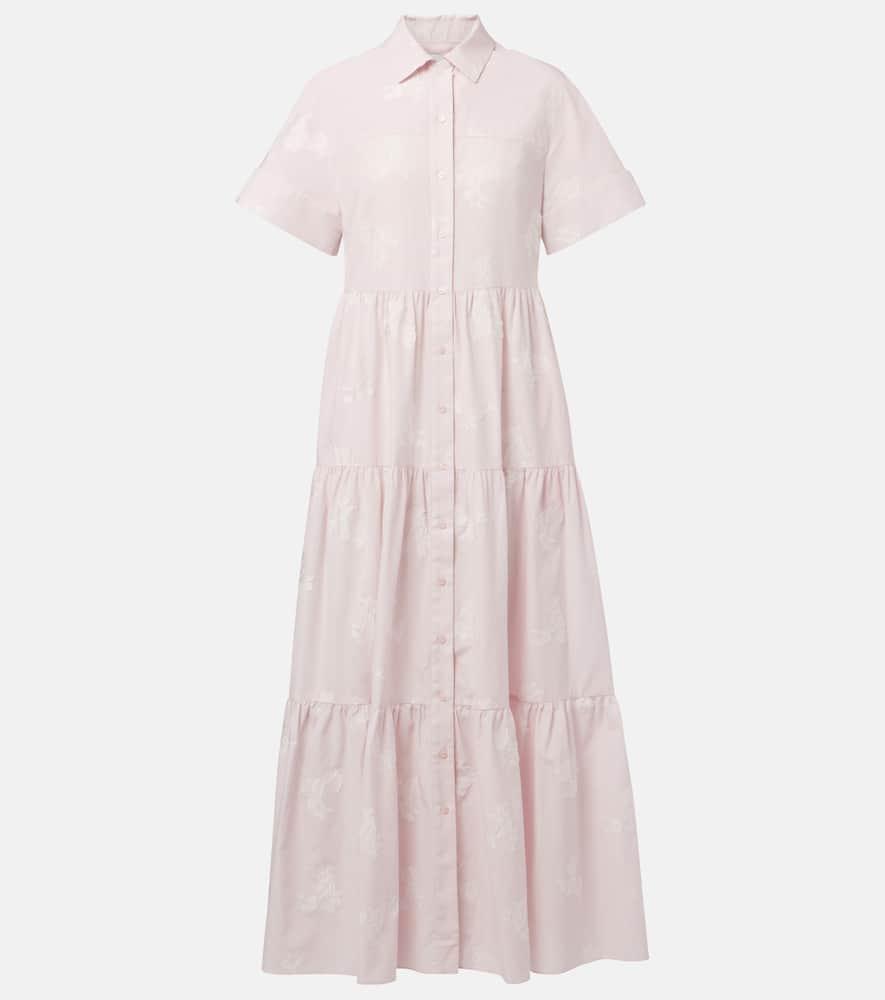 erdem embroidered tiered cotton shirt dress