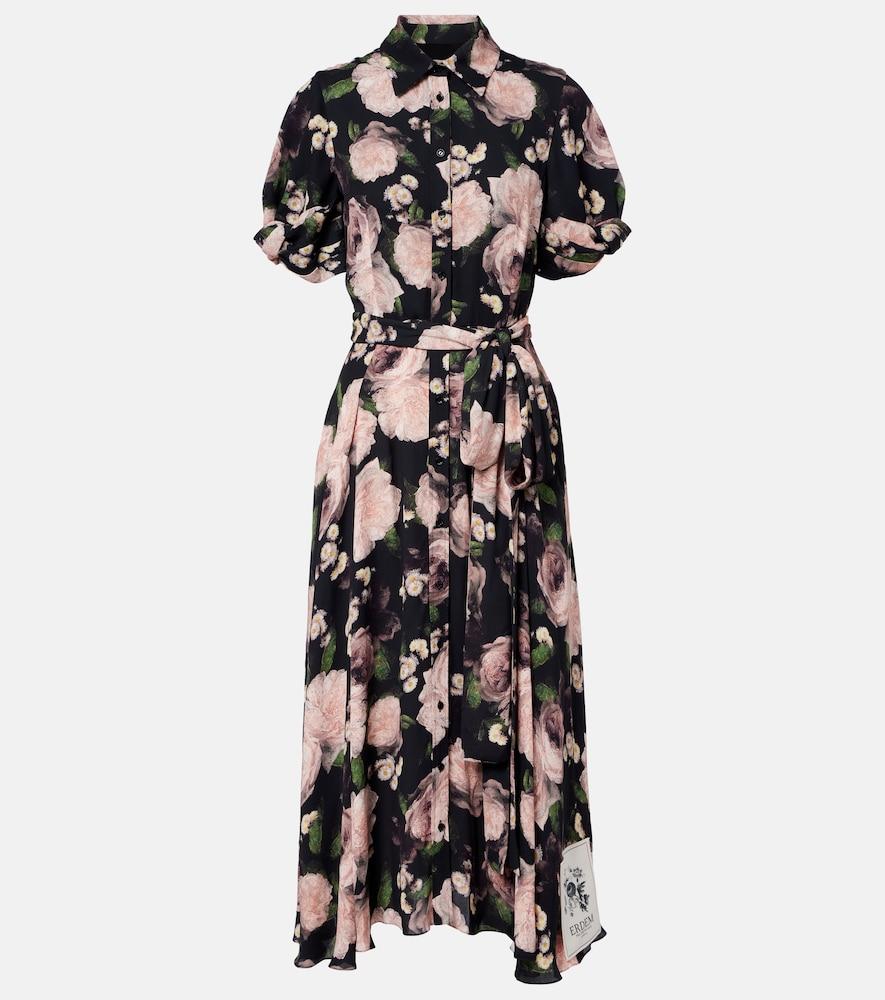 erdem floral belted shirt dress