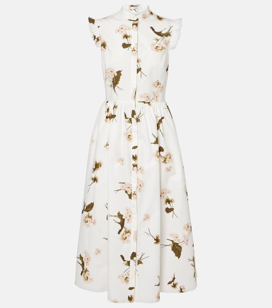 erdem floral cotton poplin midi dress
