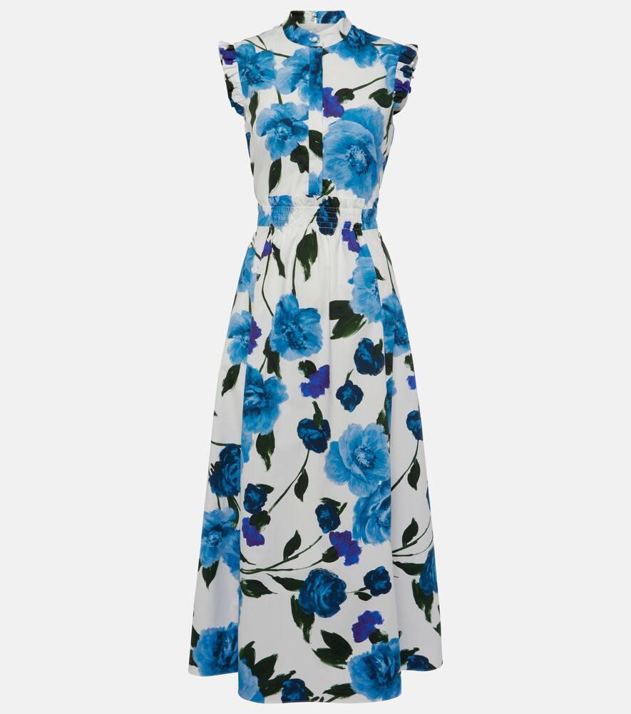 erdem floral cotton poplin midi dress