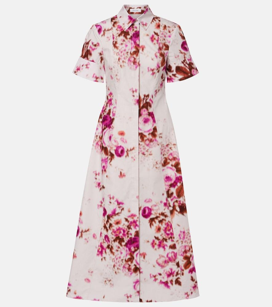 erdem floral cotton poplin shirt dress