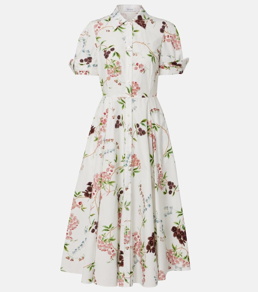 erdem floral cotton poplin shirt dress