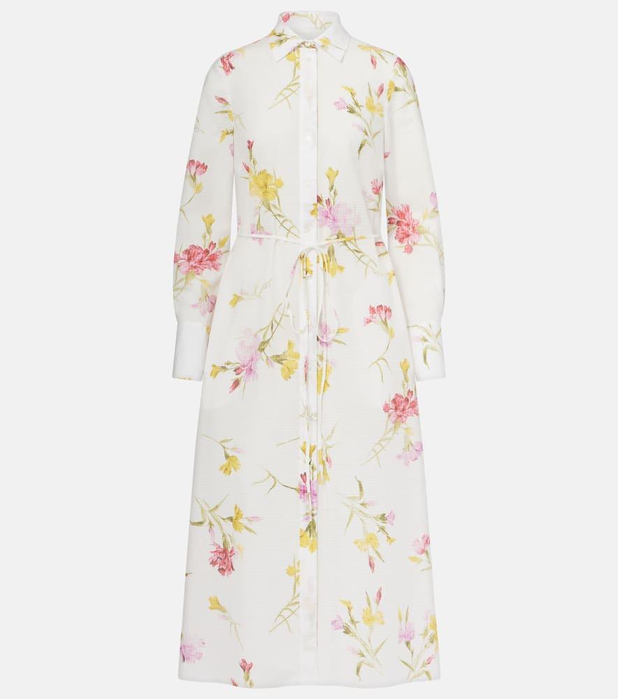 erdem floral cotton seersucker shirt dress