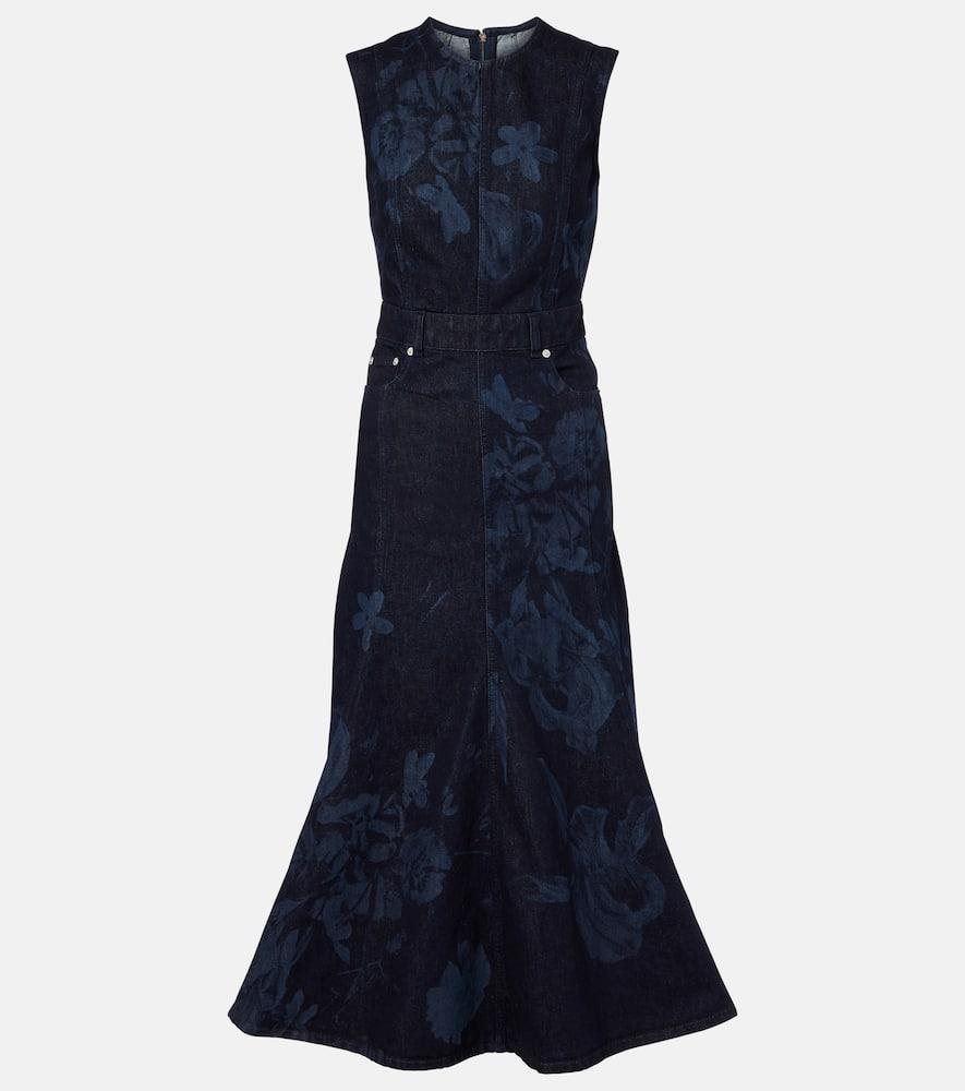 erdem floral denim midi dress