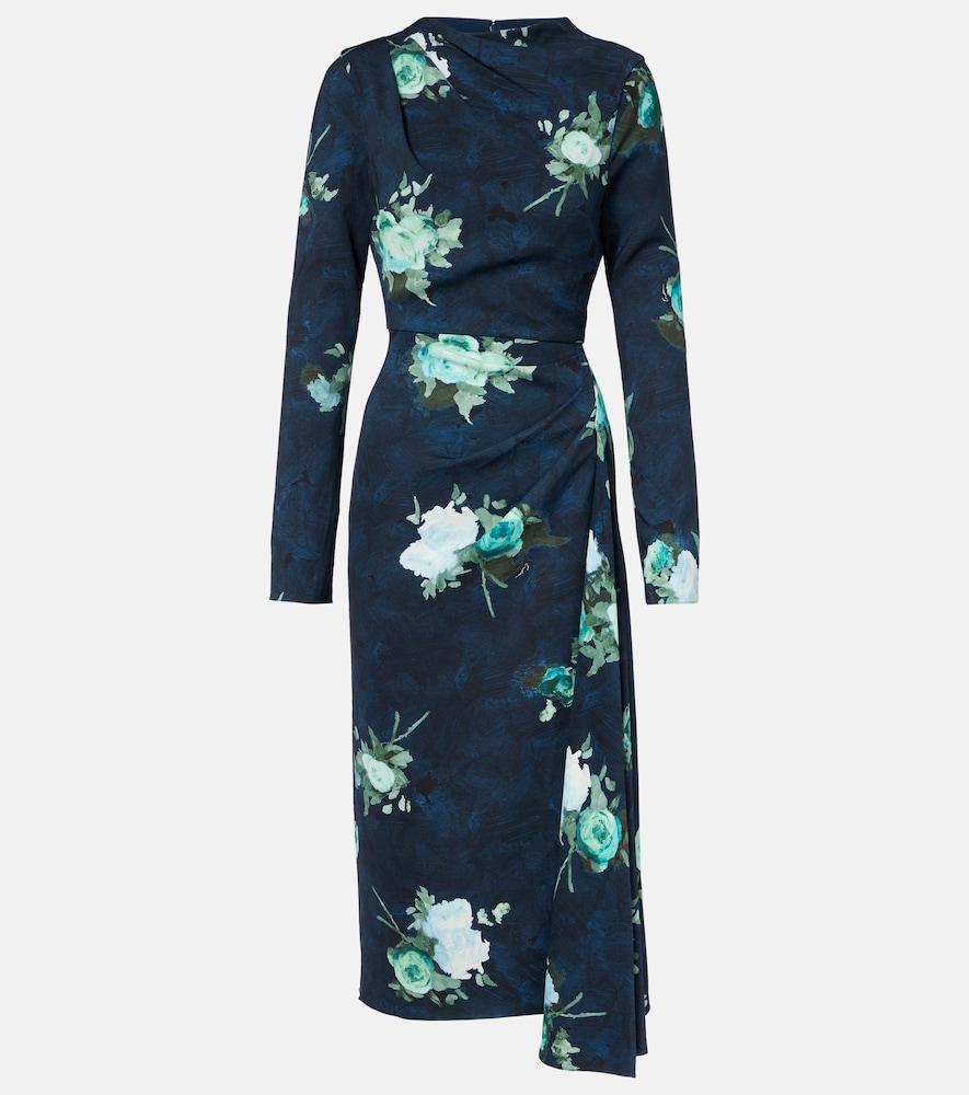 erdem floral draped cady midi dress