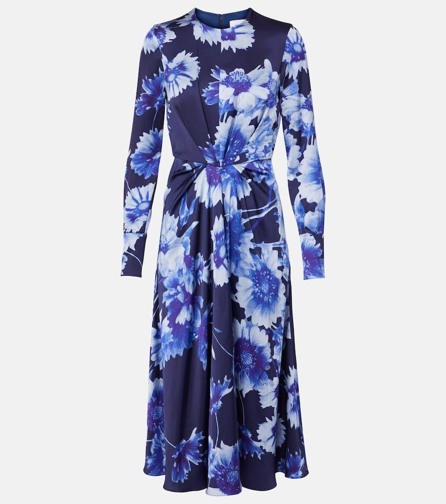 erdem floral draped midi dress