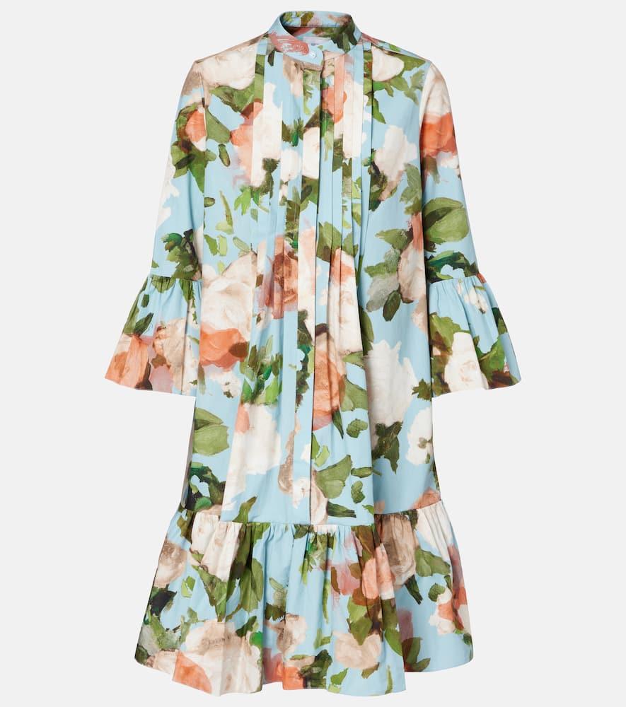 erdem floral gathered cotton poplin minidress