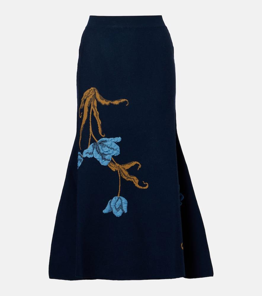 erdem floral jacquard midi skirt