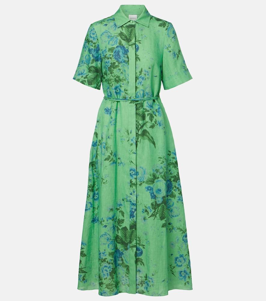 erdem floral linen shirt dress