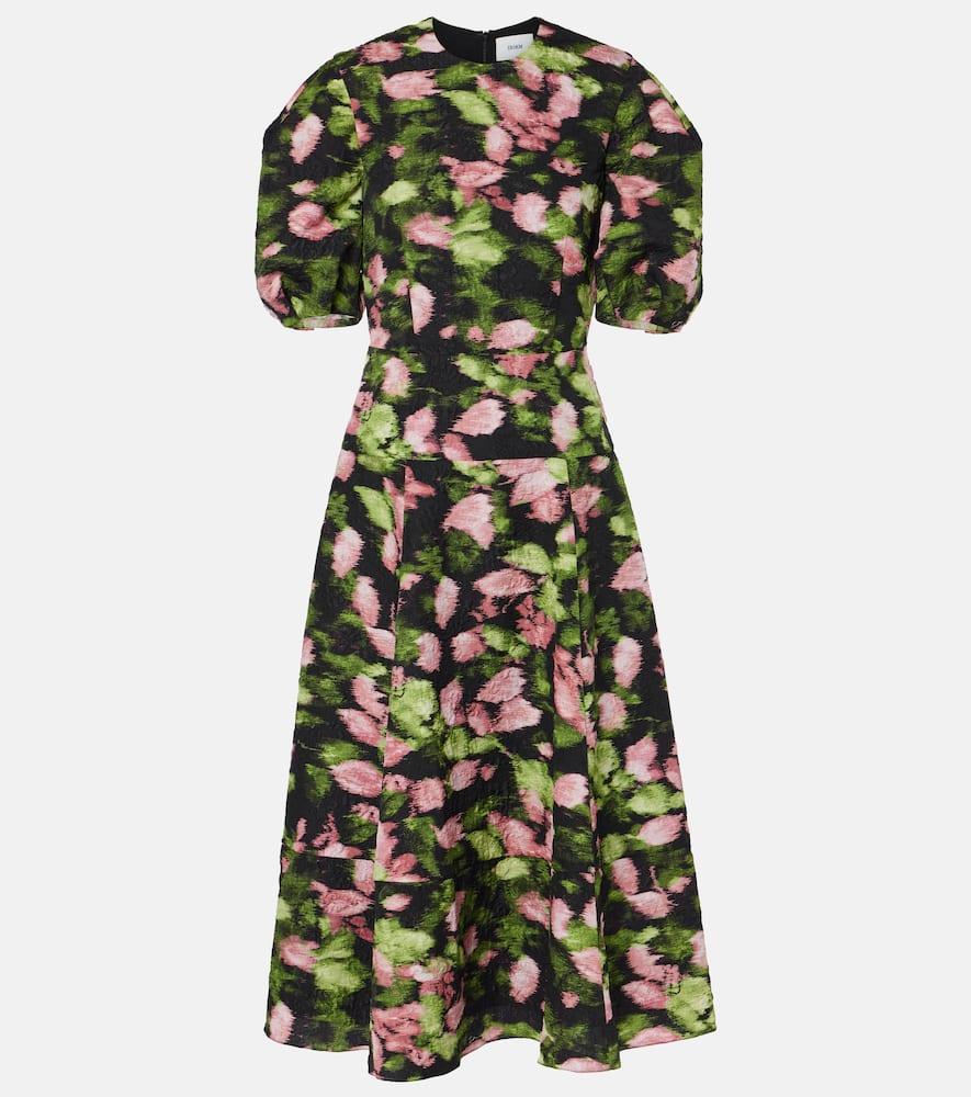erdem floral matelassé midi dress