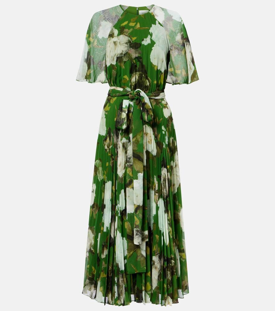 erdem floral pleated midi dress