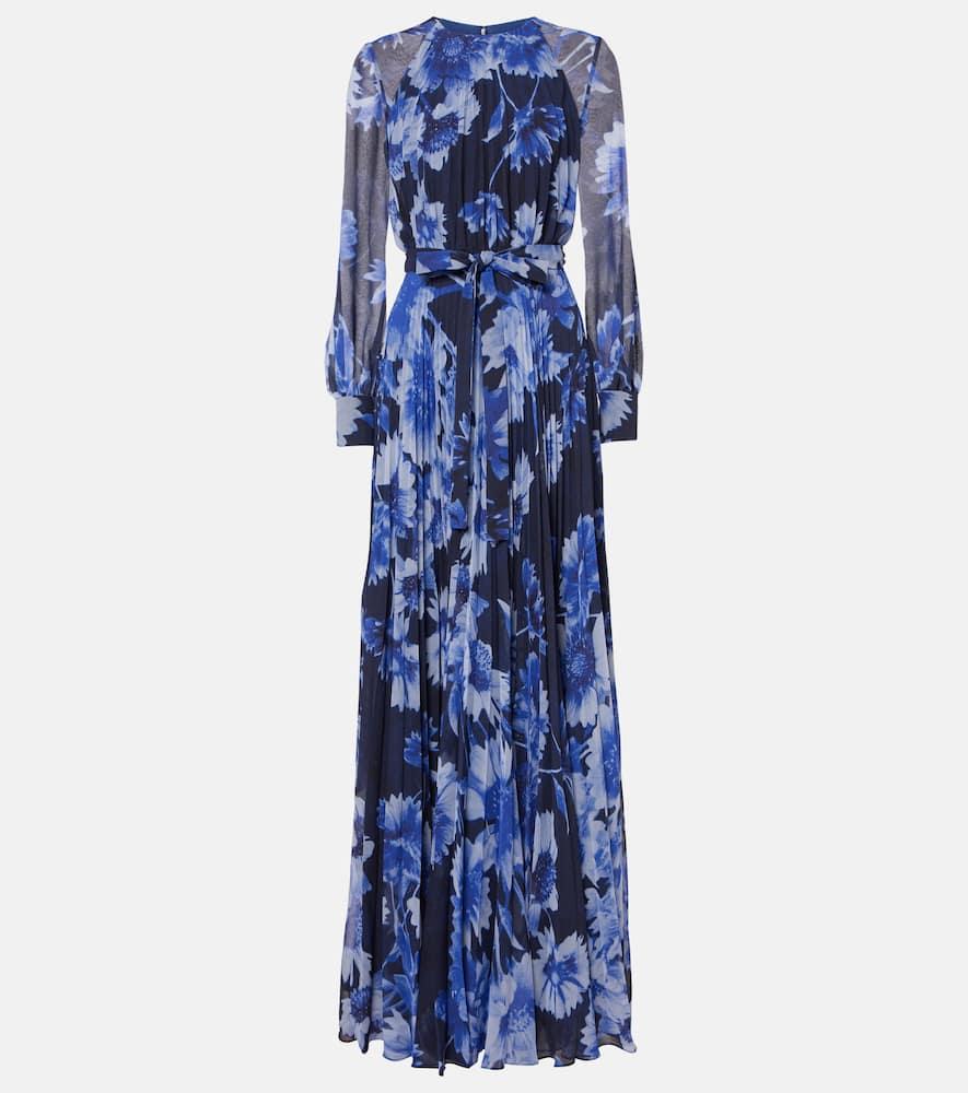 erdem floral pleated voile gown