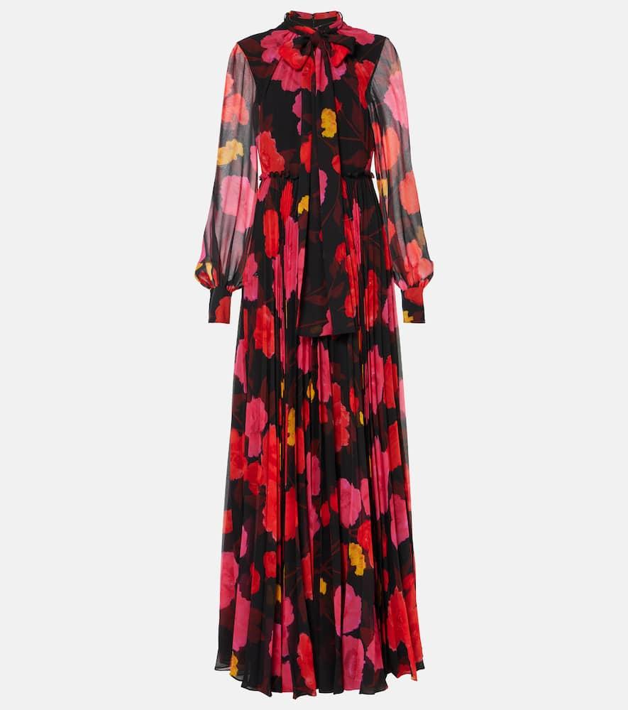 erdem floral pleated voile gown