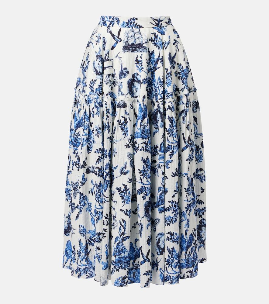 erdem floral poplin midi skirt