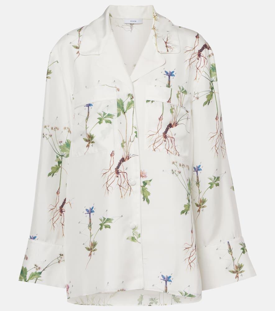 erdem floral printed silk shirt