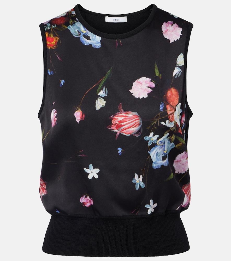 erdem floral printed wool top
