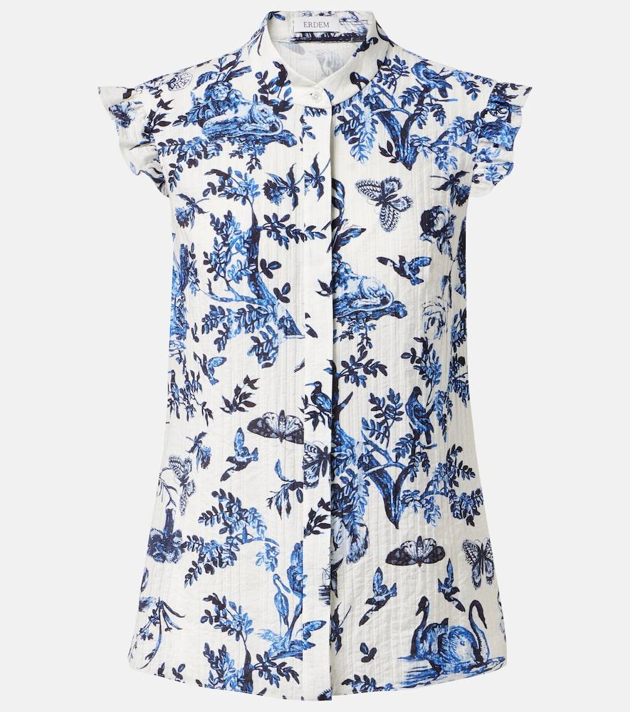 erdem floral ruffled poplin shirt