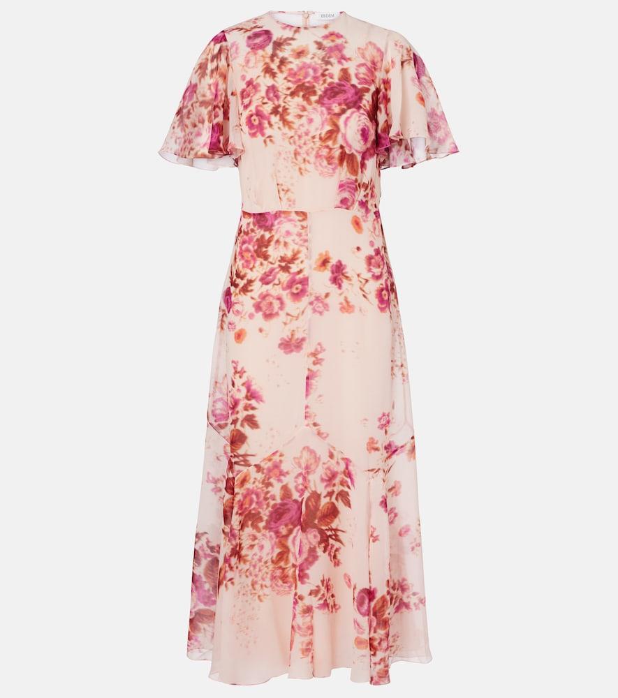 erdem floral silk midi dress
