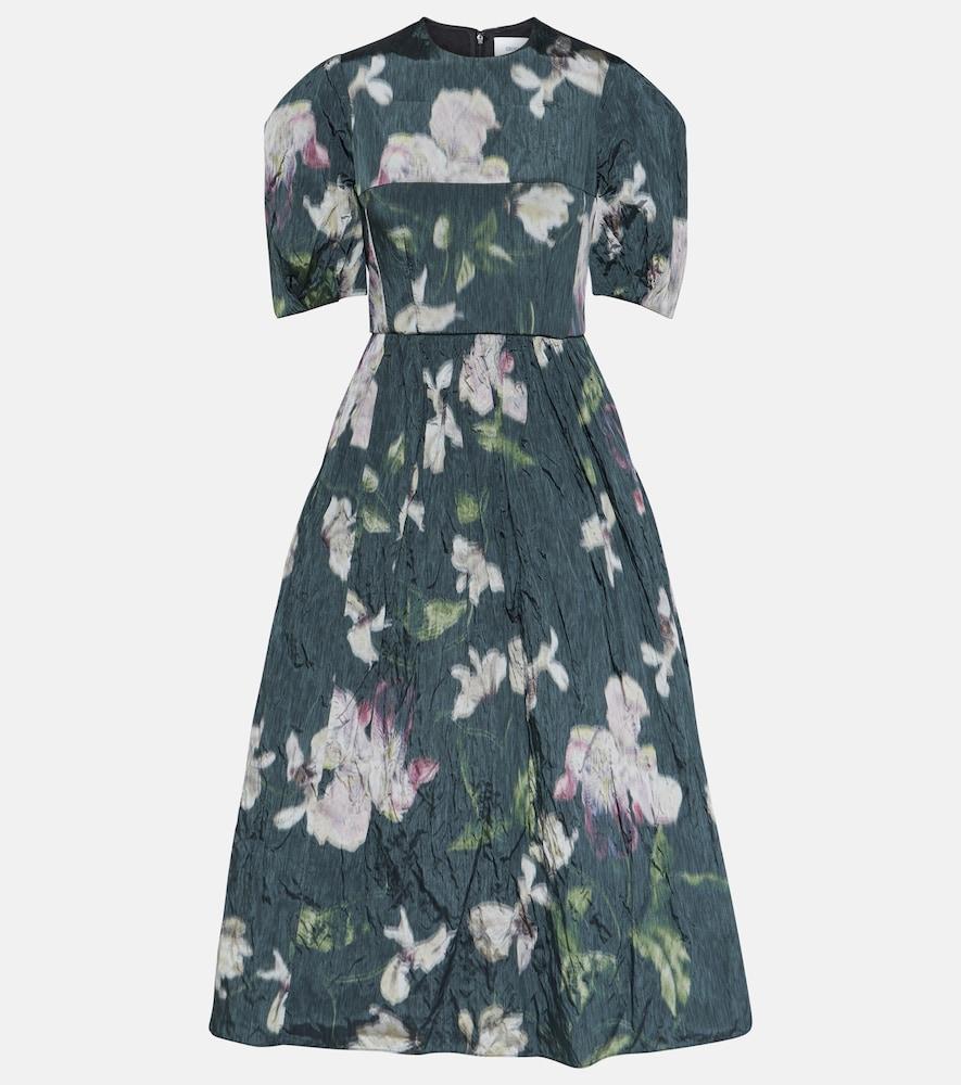 erdem floral taffeta midi dress