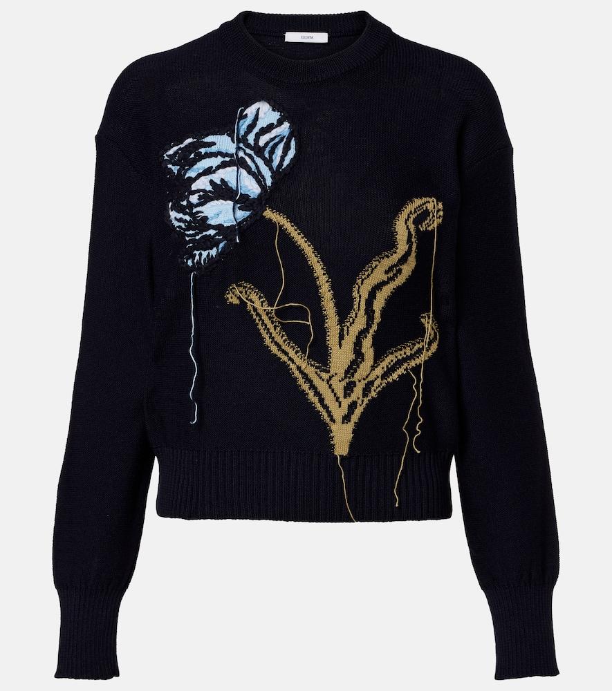 erdem intarsia wool and cotton sweater
