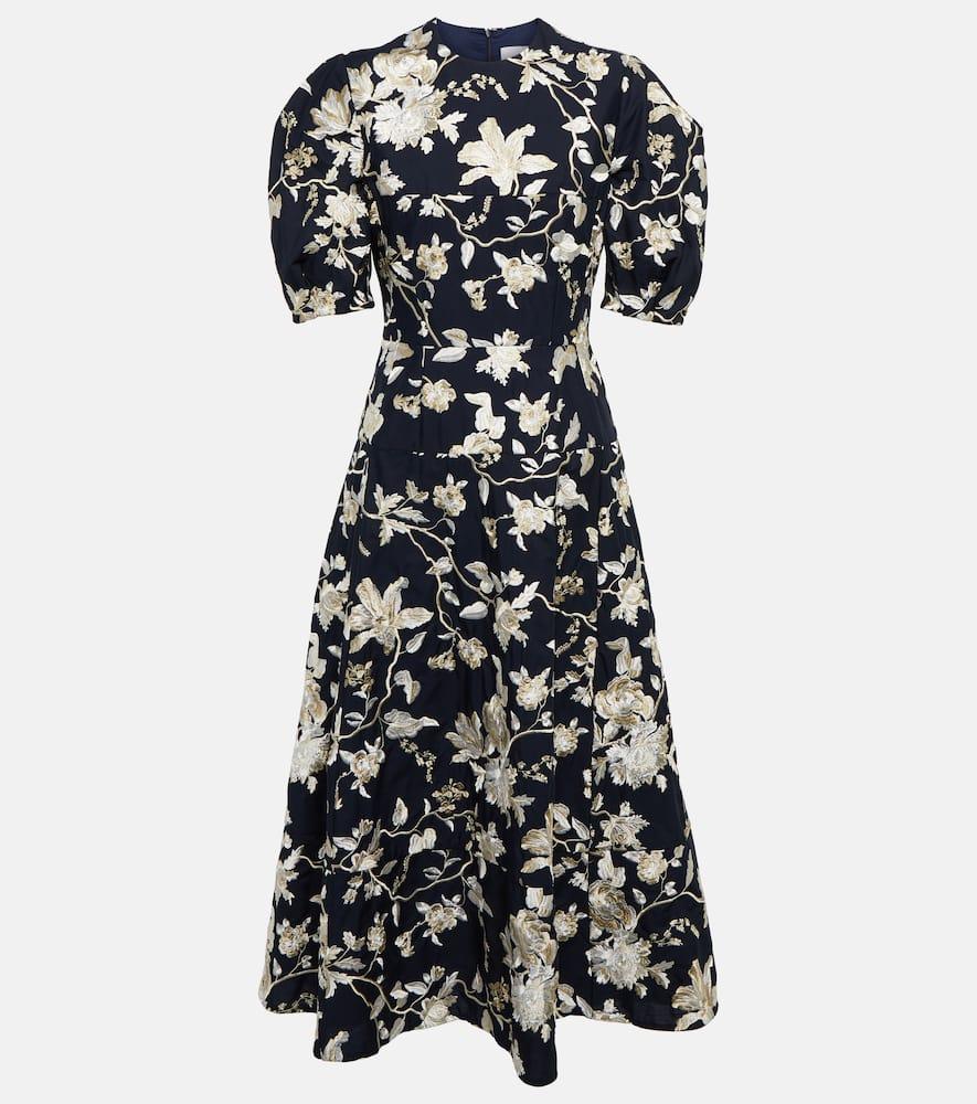 erdem kira floral embroidered midi dress