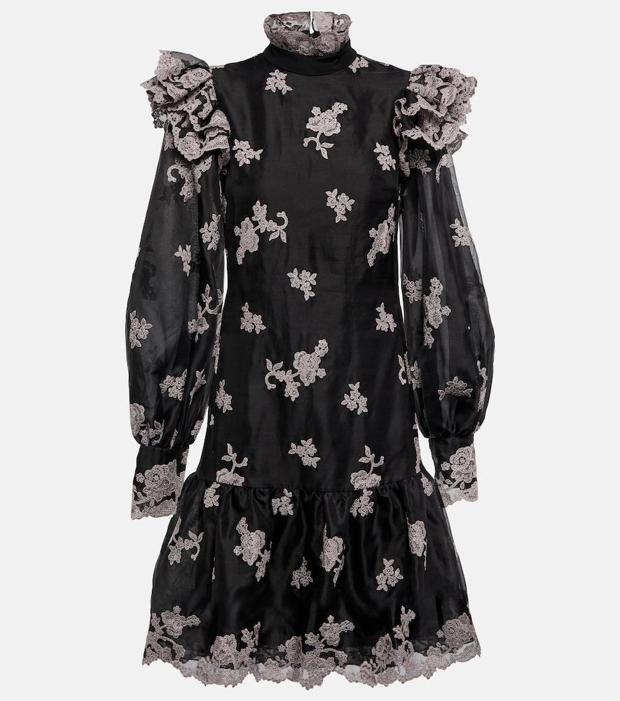 erdem nella floral embroidered silk minidress