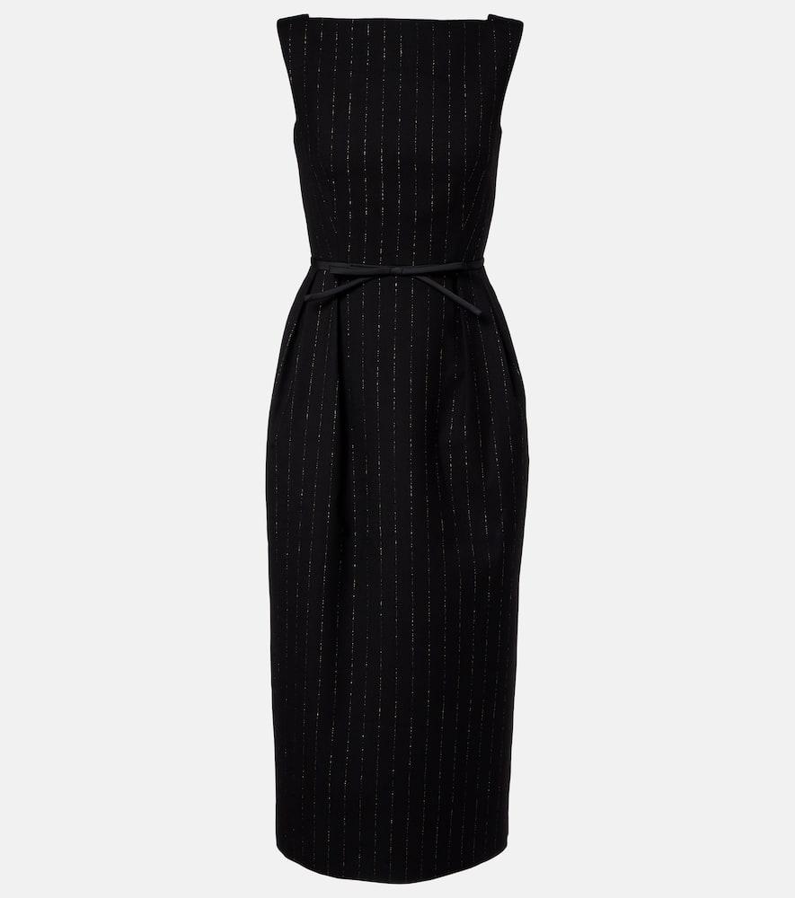 erdem pinstripe wool lamé midi dress