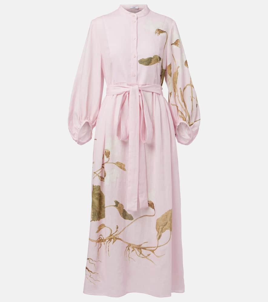 erdem printed linen midi dress