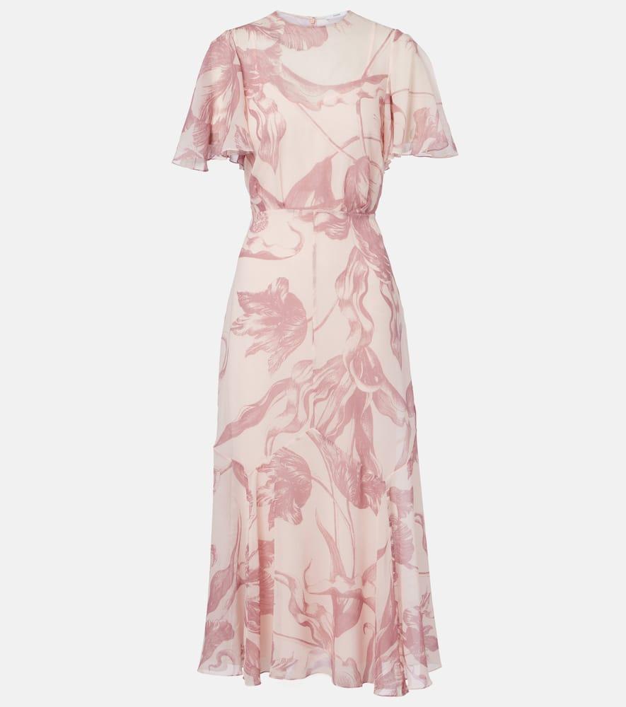 erdem printed silk midi dress